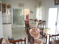 living room and dining area